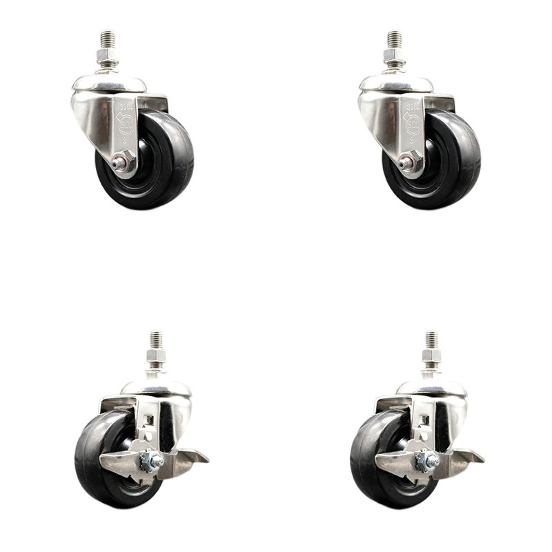4 Piece Hard Rubber Caster Set