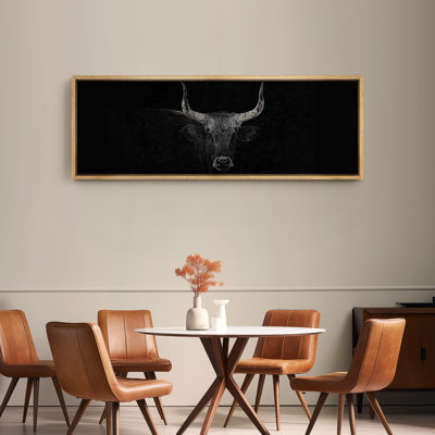 Cow " Black Monochrome Bull Modern Animal Art Relax Calm Minimalist Neutral Extra Large Pictures "