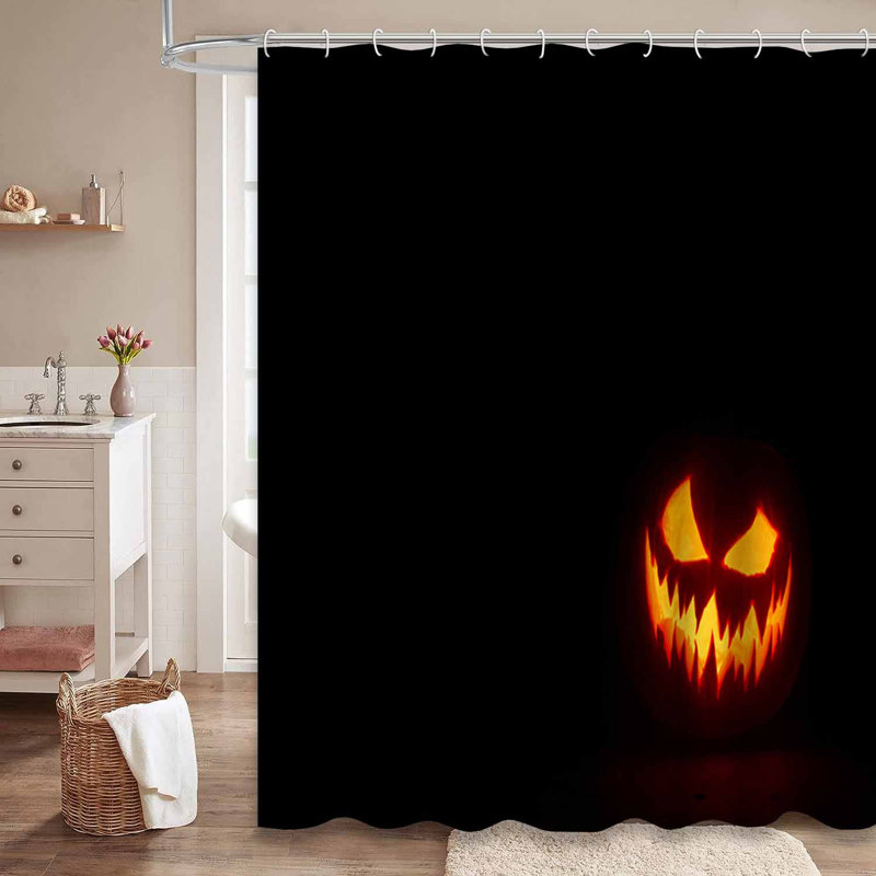 Rideau de douche d'Halloween citrouille avec 12 crochets, L 72 po x l 84 po