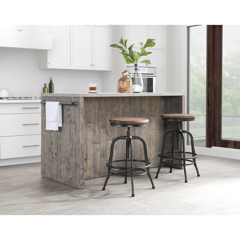 Swivel Solid Wood Adjustable Height Stool, Black