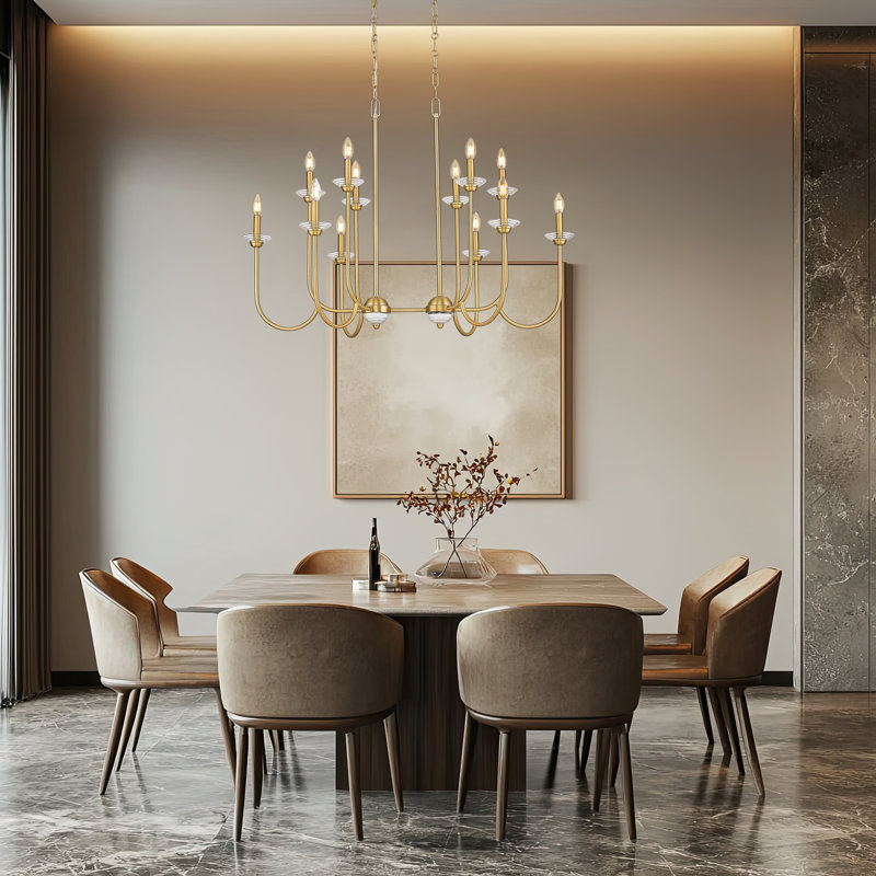Lustre linéaire moderne Burgett, 12 lumières, Doré, H 30,5 po x l 24,5 po x P 42 po