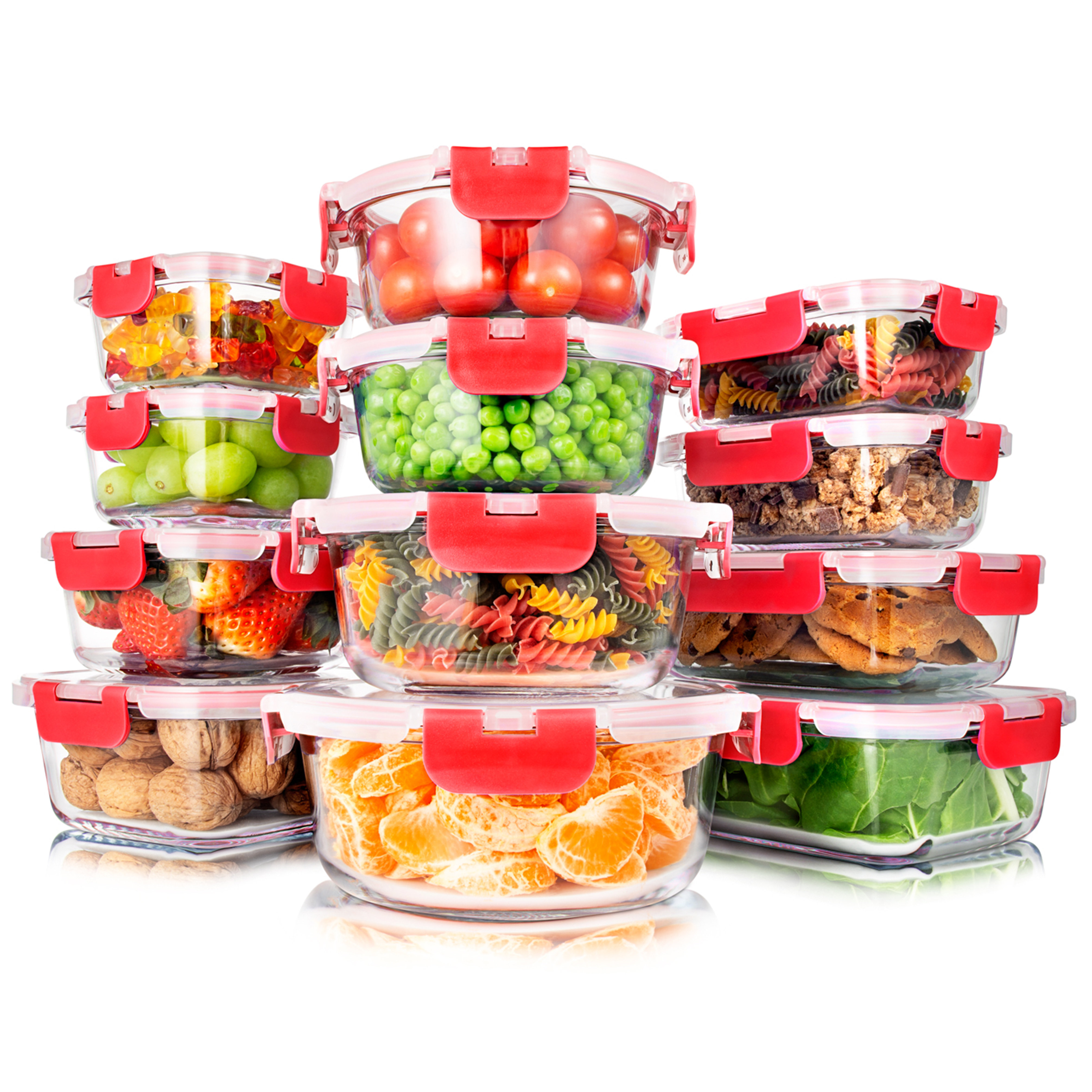 Prep & Savour Anschultz Stackable Glass 12 Container Food Storage Set ...