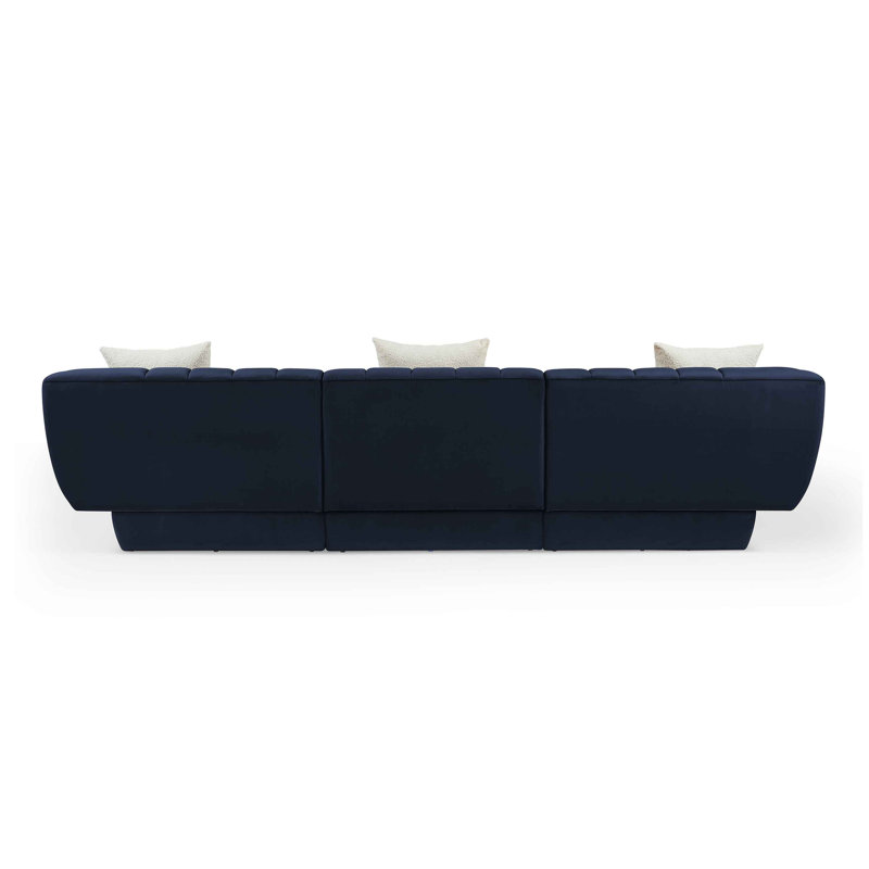 Siniya 88.2" W Chesterfield Sofa, Blue, 30.3 H x 122.8 W x 34.2 D, 4
