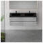 Meuble-lavabo mural de 60 po avec double lavabo en quartz noir sable, armoire en bois d'ingénierie gris ciment avec 4 tiroirs à fermeture en douceur