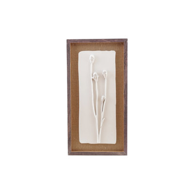 Wood Framed Wall Decor With Cast Botanicals