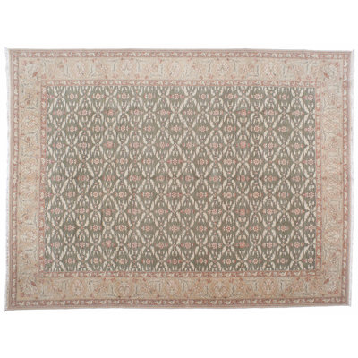 One-of-a-Kind Rectangle 9'2" X 12' New Age Wool Area Rug in Beige/Gray/Pink