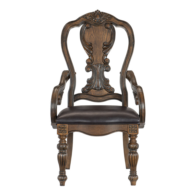 Chaise avec accoudoirs en chêne Pimm Queen Anne