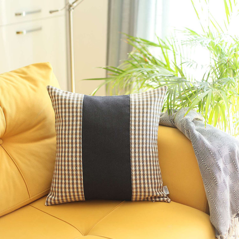 Houndstooth Throw Pillow, Blue/White, Polyester