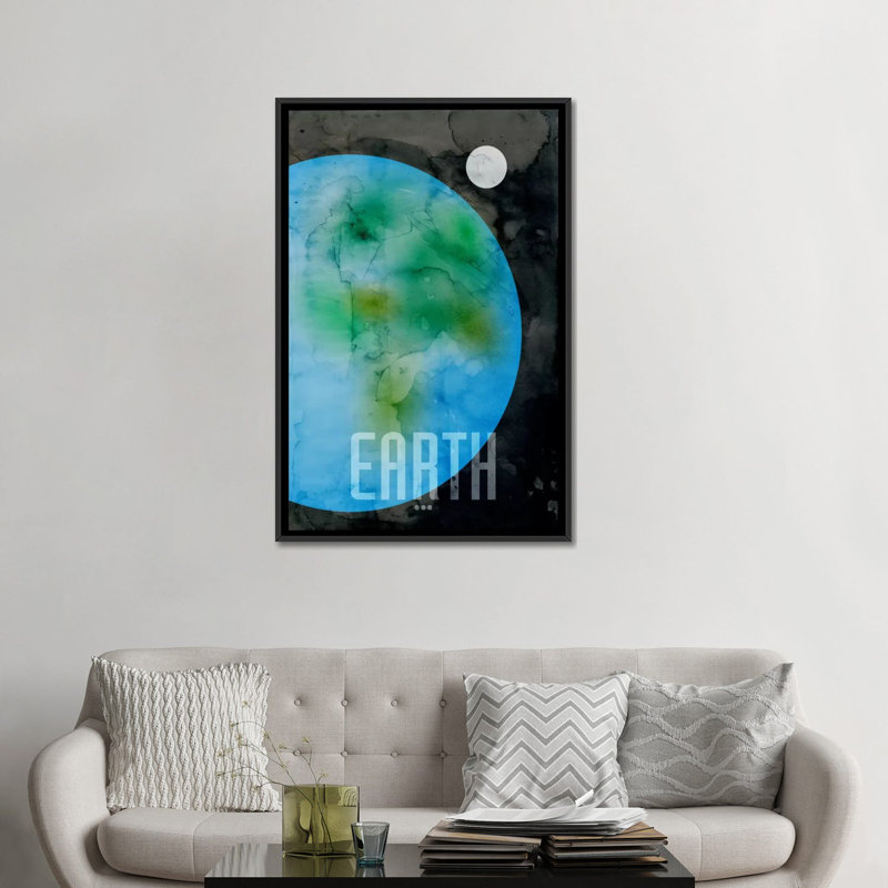 Karlskrona «The Earth Earth», impression sans cadre, H 26 po x l 18 po x P 1,5 po, Toile avec cadre noir, Pas de tapis