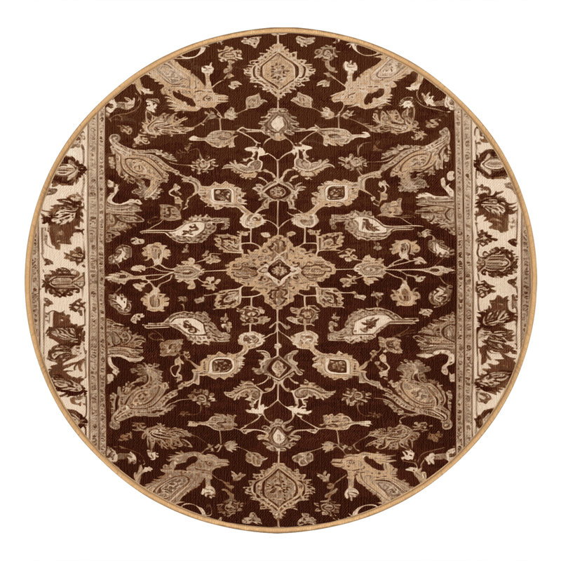 Tapis brun lavable à la machine, Rond 7 pi
