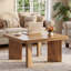Table basse 31,5 po carrée en bois avec plateau et pieds à panneaux épaissis