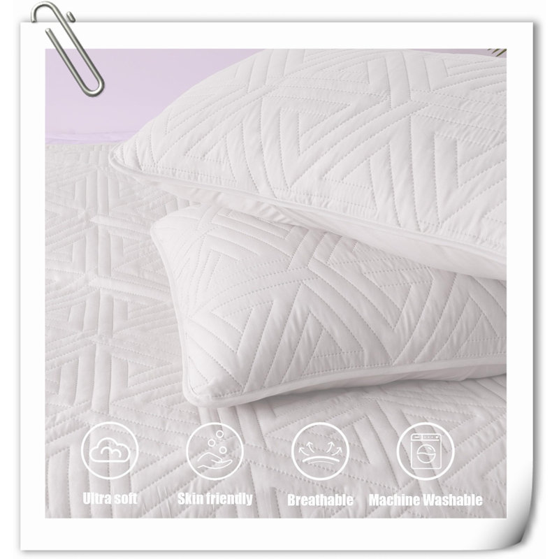 Quilts Machine Woven Geometric Shapes Quilt, White Geometric