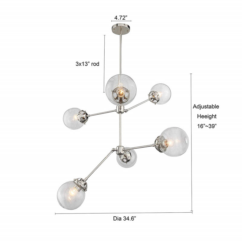 Lustre sphérique spoutnik à 6 lumières Meeks