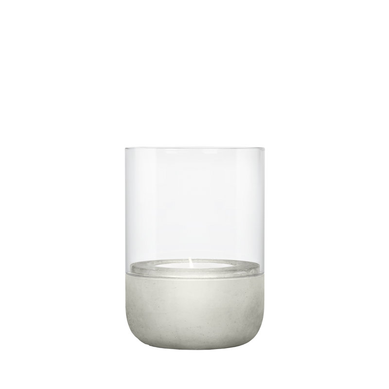 Lily White Glass and Concrete Hurricane Candle Holder