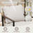 Outdoor Patio Metal Frame Wicker Backrest Wood Grain Armrest Dining Chair with Cushions-594206974