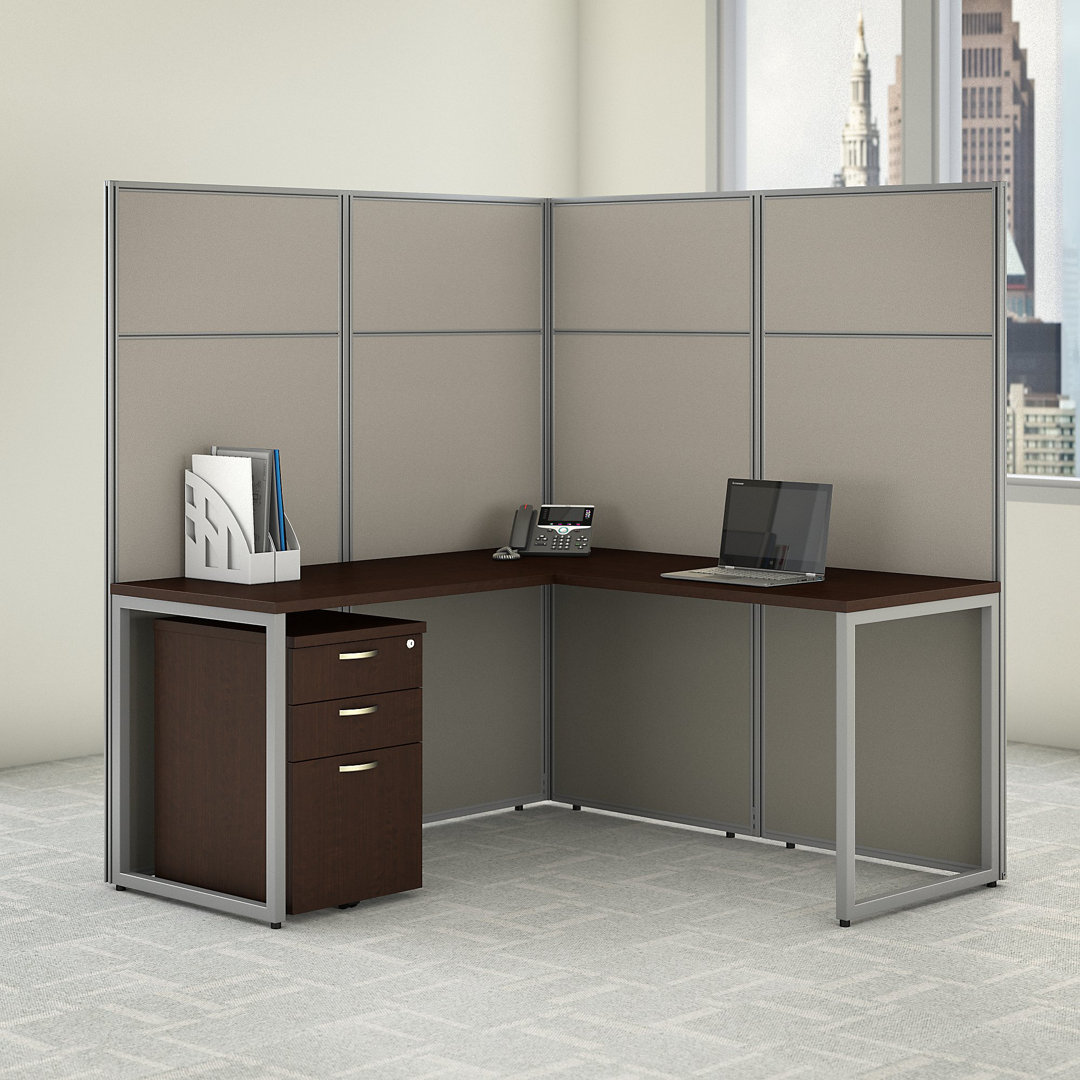 Easy Office L-Shaped Desk Cubicle - Reversible Bush Business Furniture 