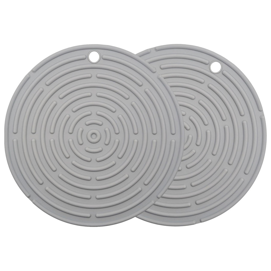 Argon Tableware Silicone Trivets - 18cm - Grey - Pack of 2