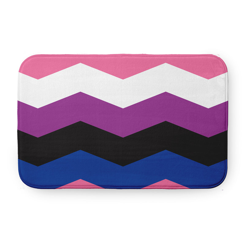 Aijahlon Memory Foam Non-Slip Bath Mat, Black/Purple