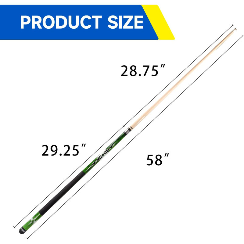58" Green Canadian Maple 2-Piece Billiard Pool Cue Stick