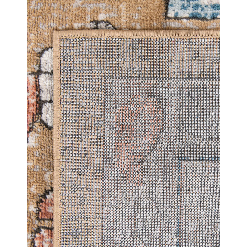 Weingartner Performance Mustard Yellow/Ivory/Blue Rug, Round 6'1"