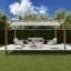 Pergola de l 16 pi x P 11 pi en aluminium à grain de bois à finition cèdre canadien avec toile Florence-85025497