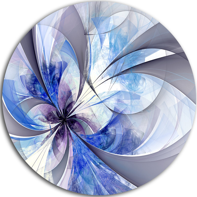 « blue symétrique fractal fleur », impression sur métal, H 36 po x l 36 po x P 1 po