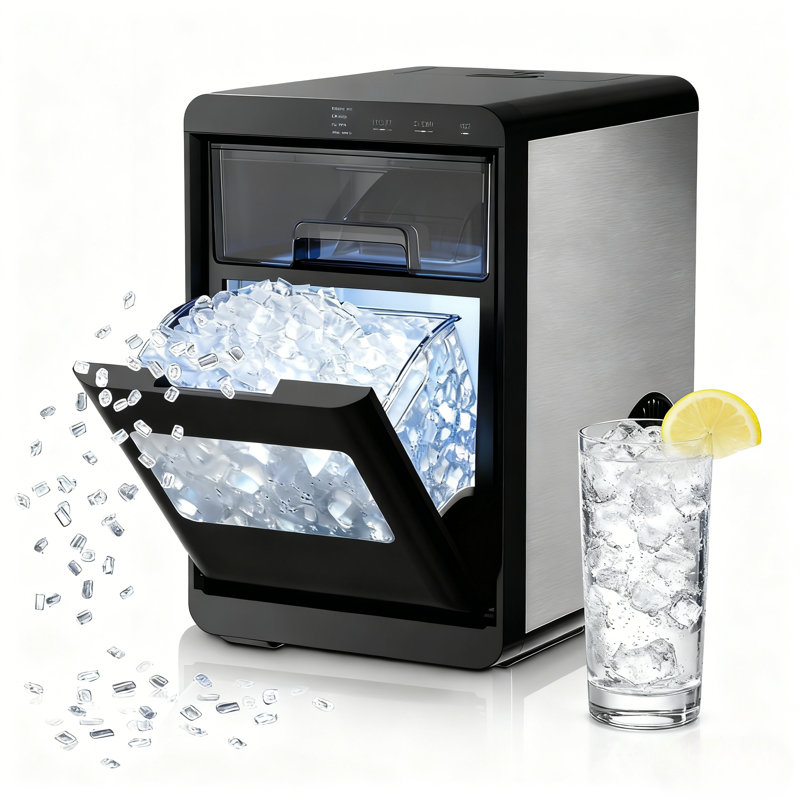 44LB/Day Countertop Nugget Ice Maker - Self-Cleaning, 10-15 Min Fast Ice, LED Display for Home/Office/Bar