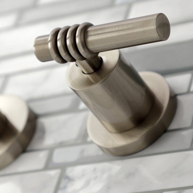 Kingston Brass Milano Two-Handle 3-Hole Wall Mount Roman Tub Faucet, Brushed Nickel