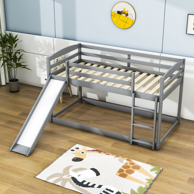 Holenice Kids Twin Over Twin Bunk Bed, Gray