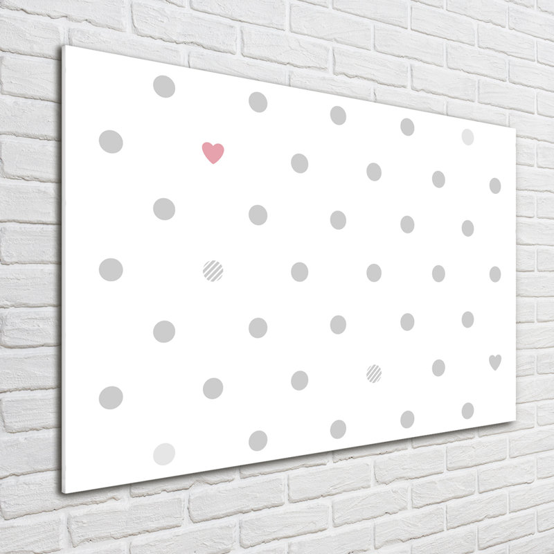 Dots And Hearts - No Frame Print on Glass