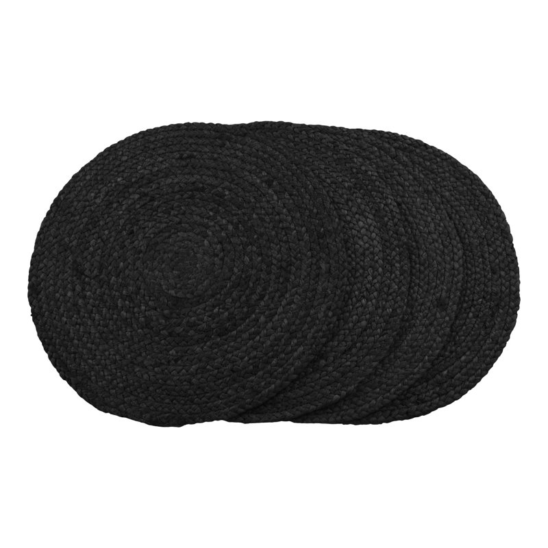 Almere Jute Solid Colour Round Placemat, Black