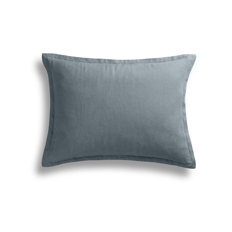 Stone Washed Linen Duvet Cover, Queen Duvet Cover + 2 Queen Shams, Gray Blue