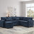 97" L-Shaped Upholstered Chenille Put-Out Sofa Bed Sectional with Storage Ottoman and 2 Pillows-1666063635