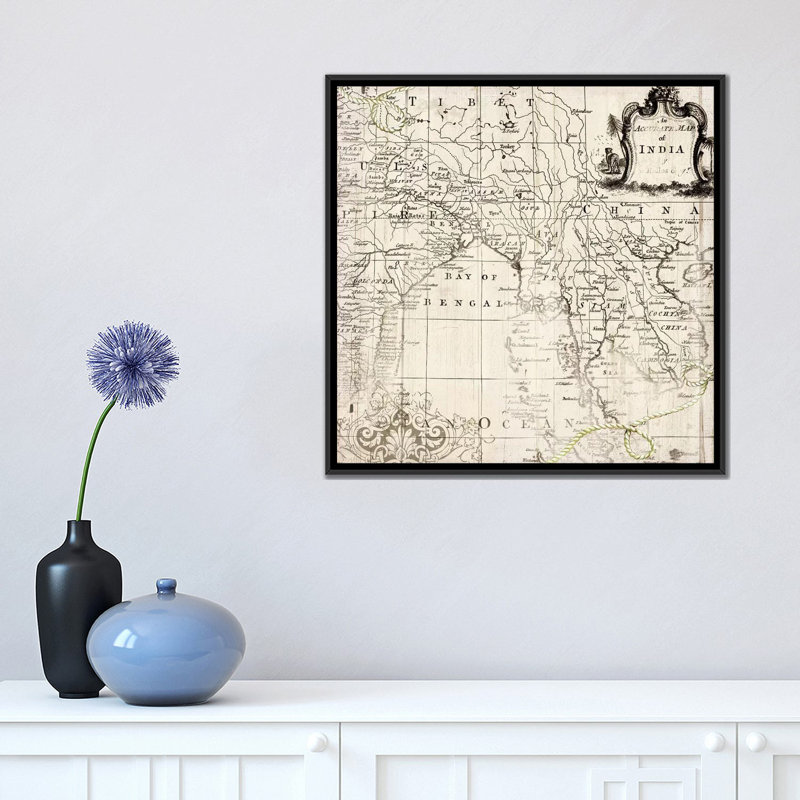 «Old World», impression sur toile, H 18 po x l 18 po x P 1,5 po, Toile avec cadre noir, Pas de tapis