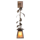 7" Wide Oak Leaf Mission Prime Wall Sconce