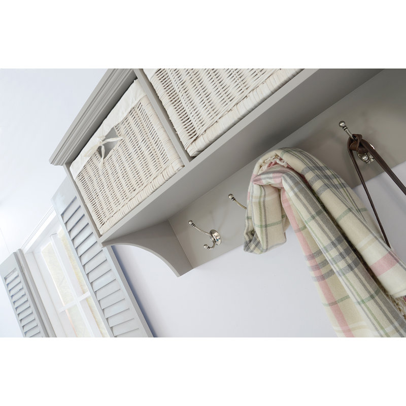 Erica Solid Wood Wall 5 - Hook Wall Mounted Coat Rack, Dove Grey