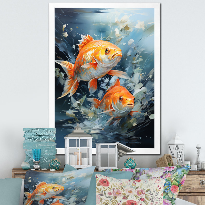 " Fishing Carp Collage II ", 40" H x 30" W x 1.5" D, White Picture Framed