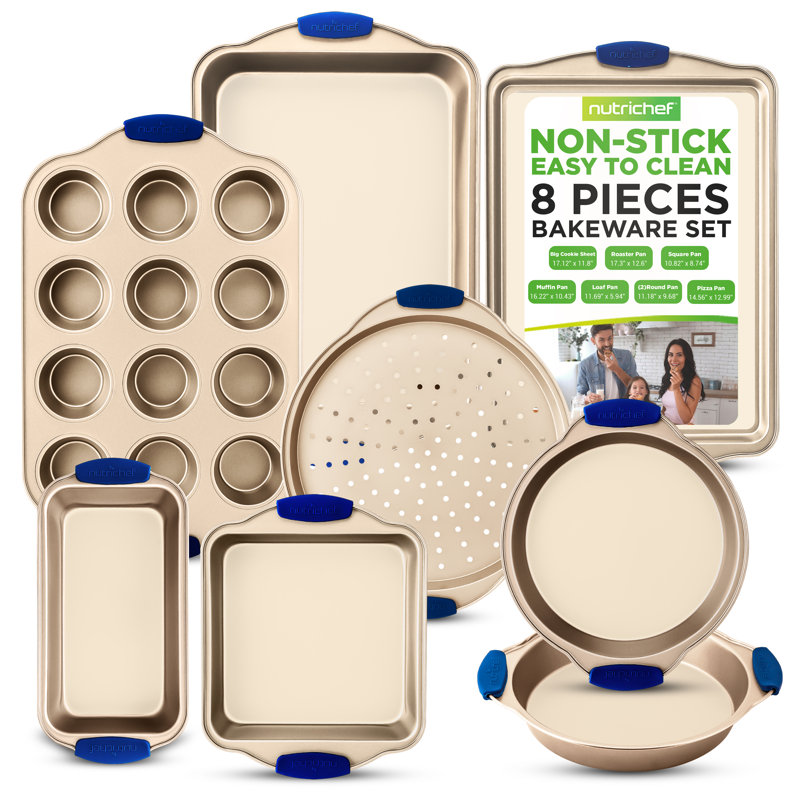 NutriChef 8 Piece Non-Stick Steel Bakeware Set
