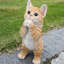 Statue de chaton marbré enjoué
