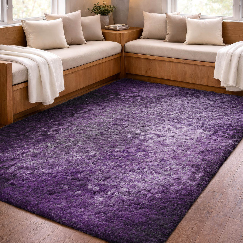 Premium Machine Washable Dream Shag ADS565 Casual Rug, Purple, 5' x 7'6"