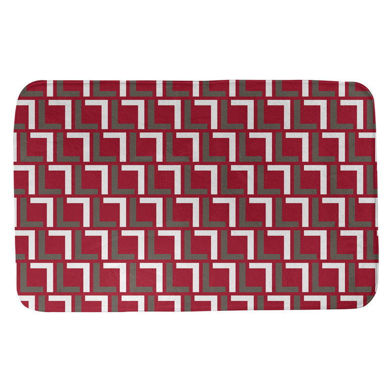 Tapis pour salle de bain Baltimore, l 17 po x L 24 po, Red/Pewter/White