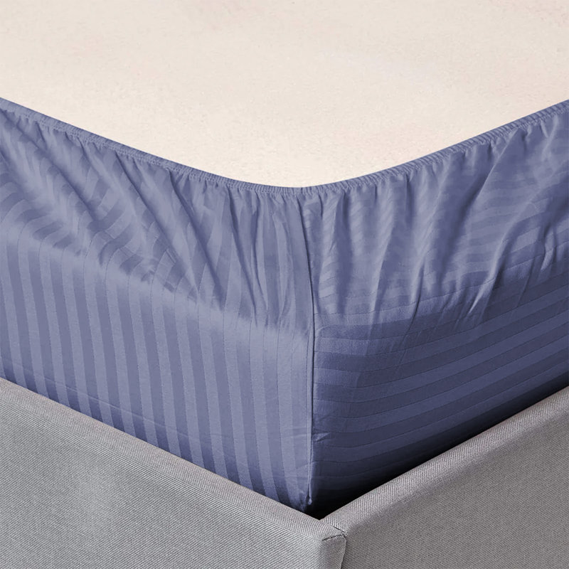 200 Thread Count Striped Microfiber Fitted Sheet, Washed Blue, Single (3')
