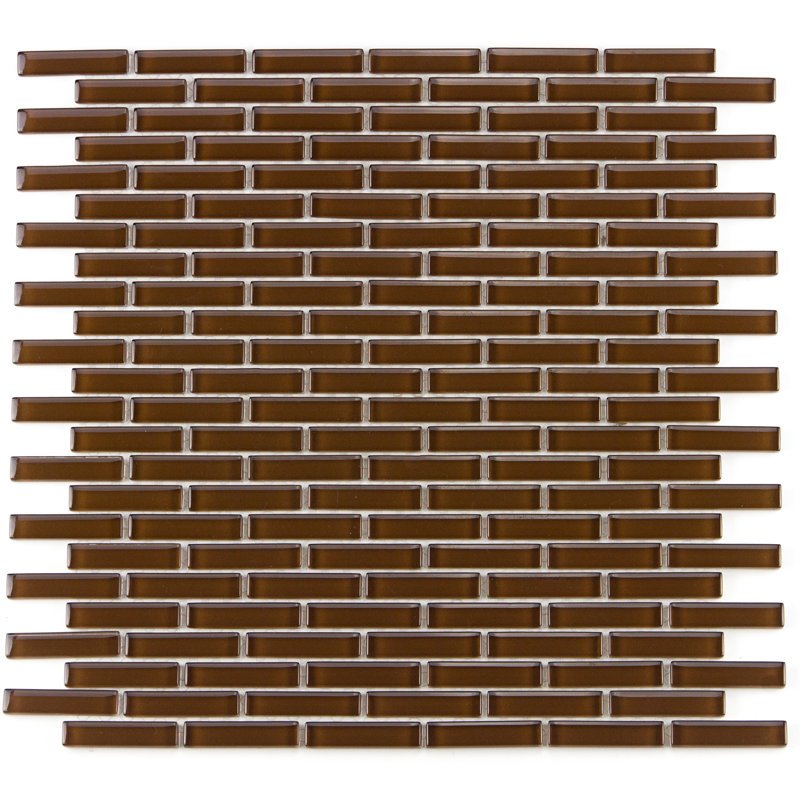 Torch Song 0.5'' W x 2'' L Glass Tile Mosaic Sheet, Cola