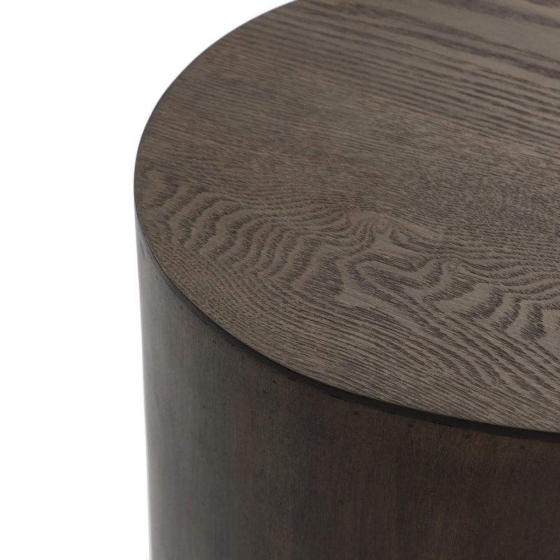 2-Piece Teardrop Drum Wood Side Tables Set in Walnut Finish