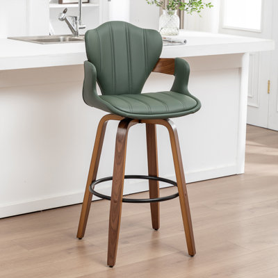 Tabouret de bar Mid-Century moderne, siège pivotant à 360 ° avec revêtement en polyuréthane et repose-pieds en métal