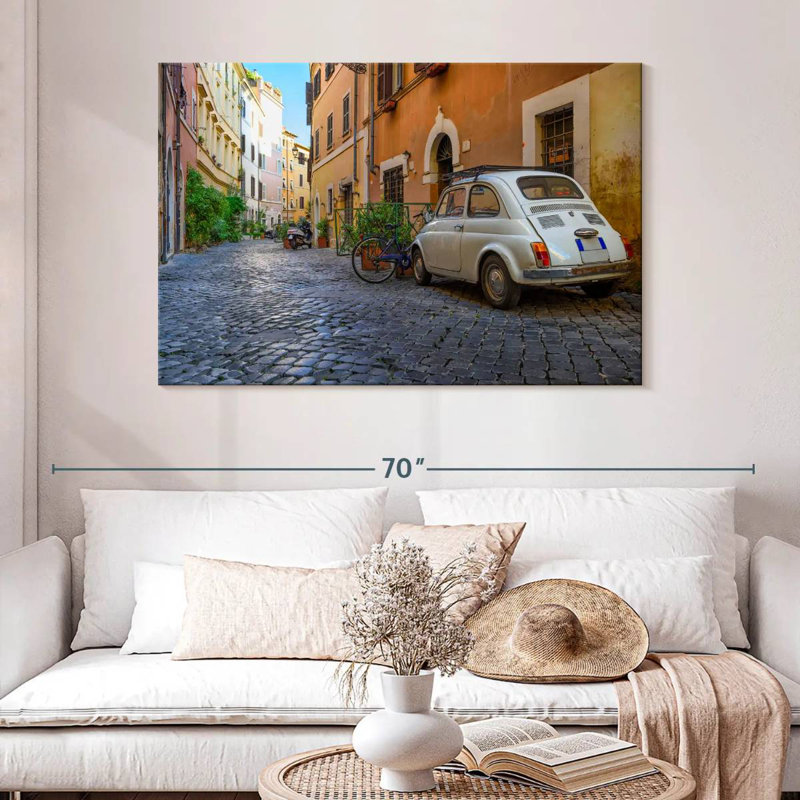 Rue pavée Sireci à Rome, H 32 po x l 48 po
