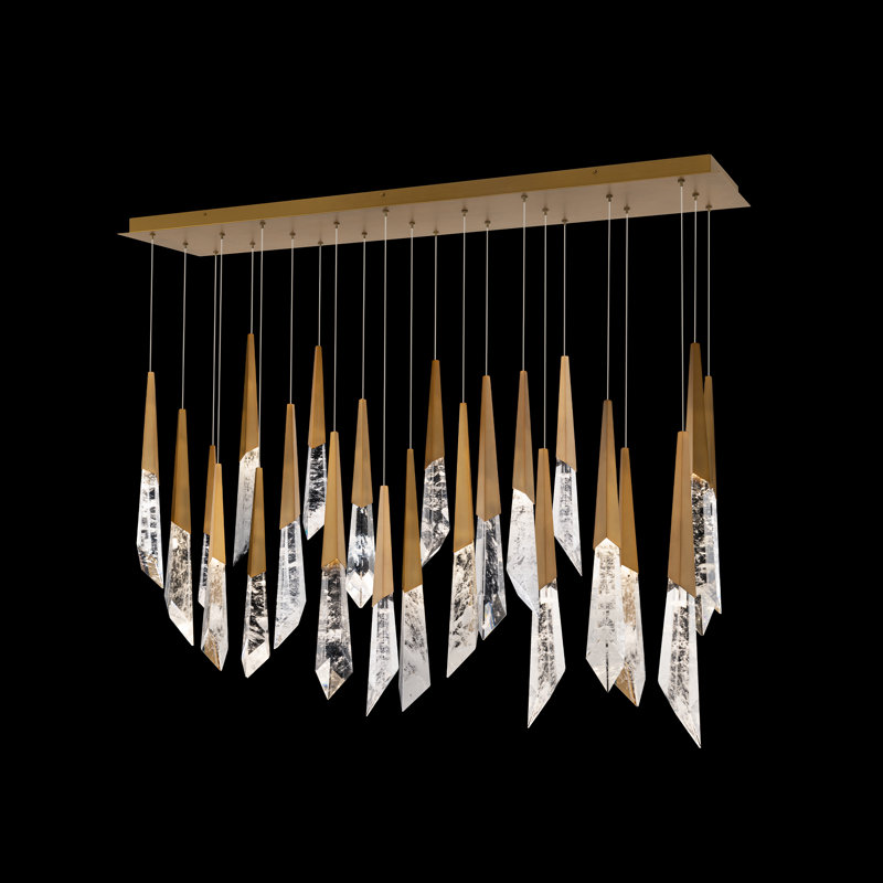 Solitude 23 Light Crystal LED Multi-Light Pendant, Aged Brass