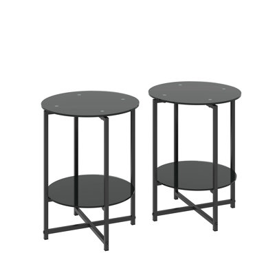 Chic And Durable Tempered Glass End Table Set