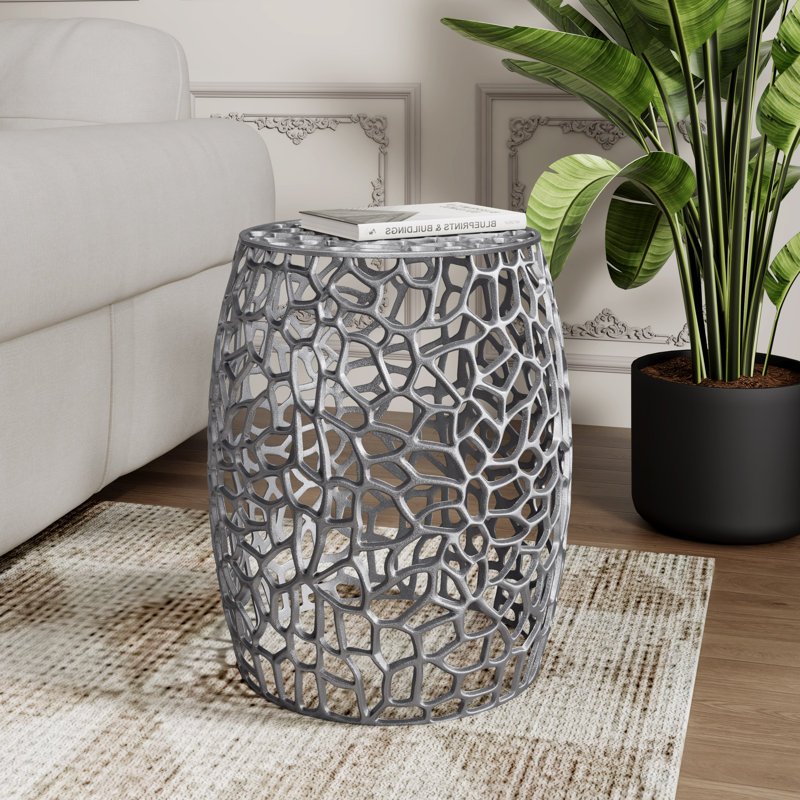 Table de bout en aluminium Modern Glam, Argent argent