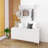 Wall - Mounted Storage Shelf With Hooks And Bench , Modern White Shoe Cabinet Thick Seat Cushion. Helps Keep Entryway Neat Tidy. Spacious Closed For Storing Bags Shoes. Secure Mount Anchor Holes In